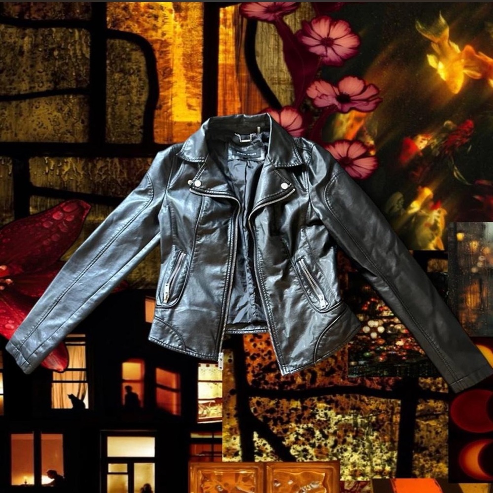 XS Black Faux Leather Jacket